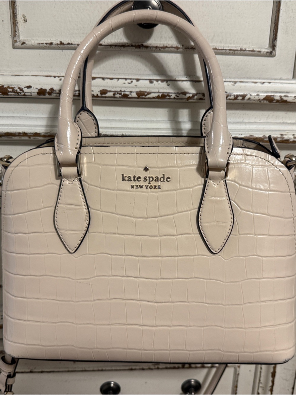 kate spade Cream Croc-Embossed Satchel